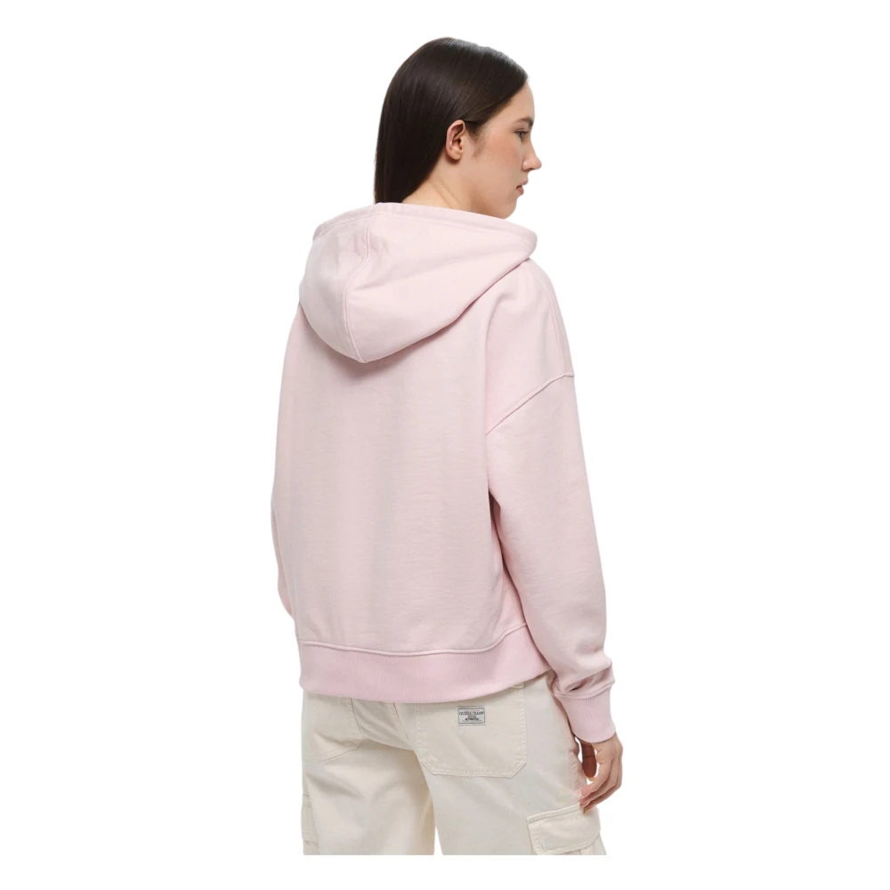 Guess Gezellige Gebreide Hoodie met Kangoeroezak Pink Dames