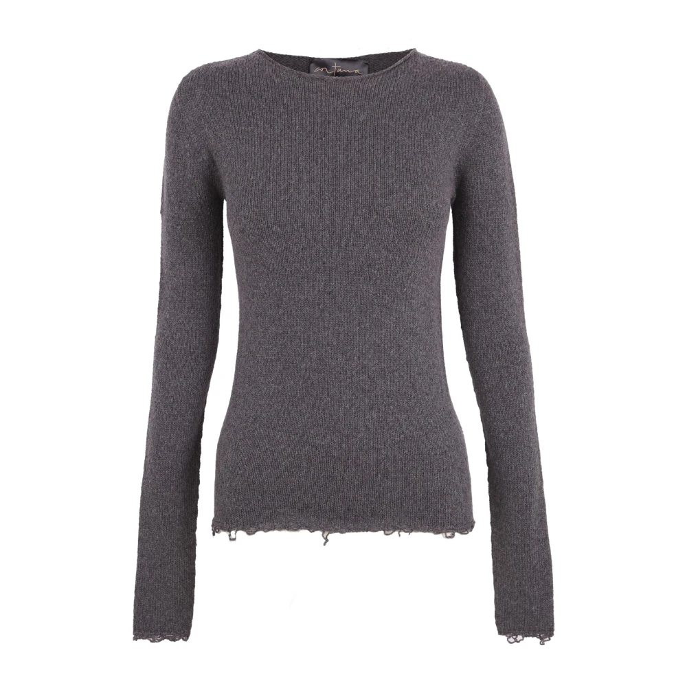 Cortana Gray Box Neck Jersey - Female - Round-Neck Knitwear - Xs - Knitwear