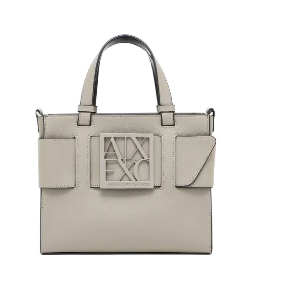 Armani Exchange Women's Beige Shopping Bags, One Size, Medium Tote Bag