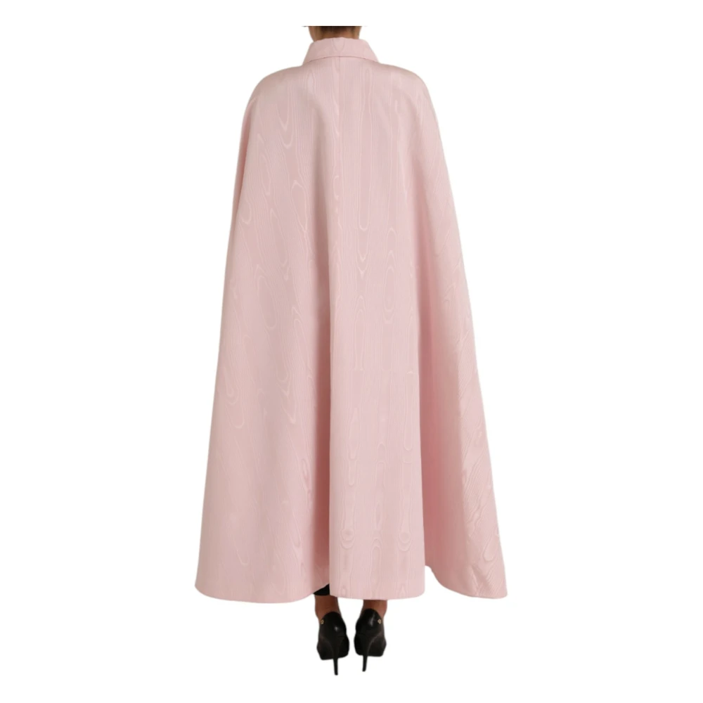 Dolce & Gabbana Roze Zijden Maxi Cape Jas Pink Dames