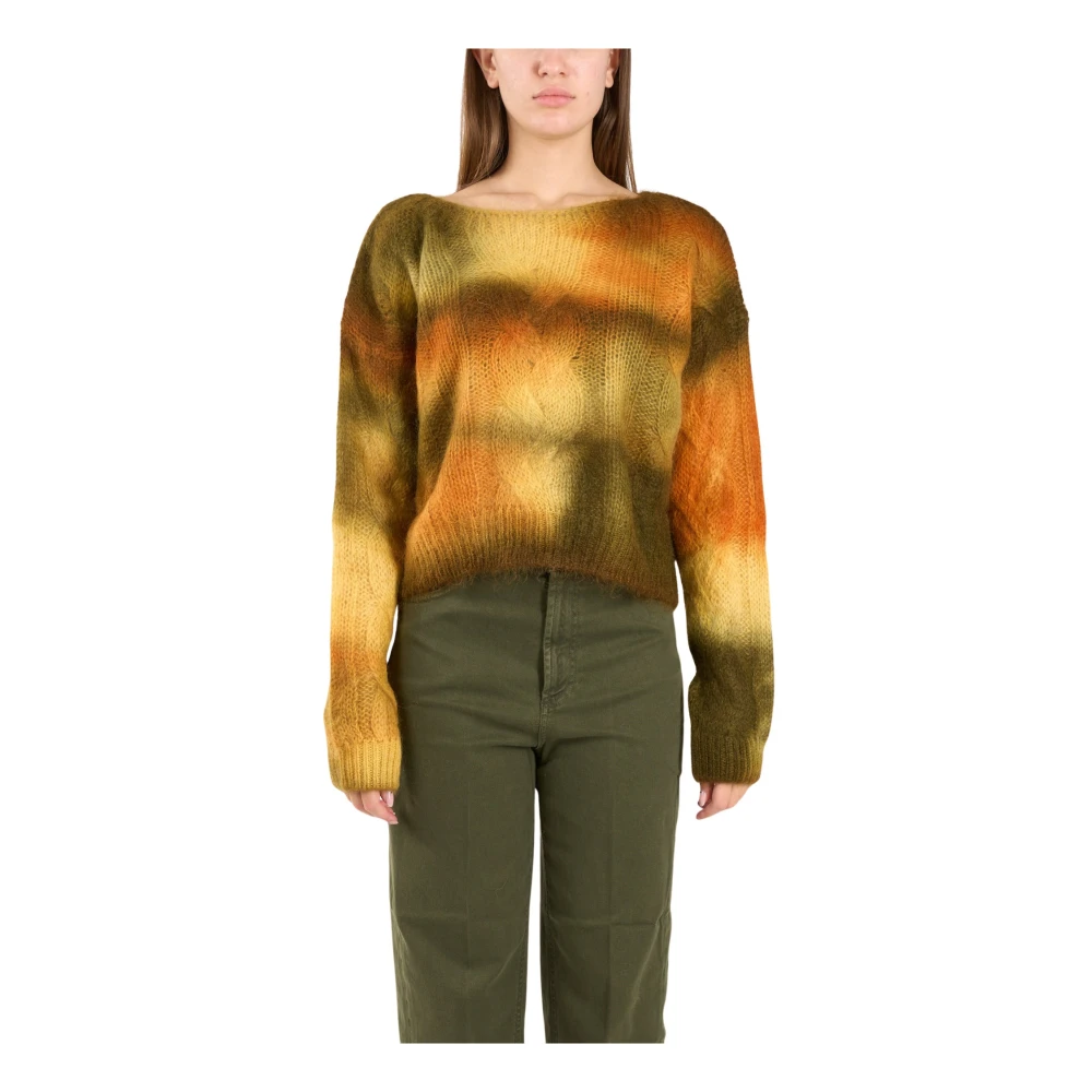 Dondup Mohair Cropped Tröja med Flätdetalj Multicolor, Dam