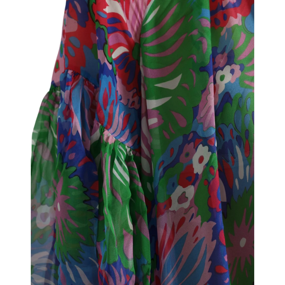 Dolce & Gabbana Bloemen Zijden Kaftan Maxi Jurk Multicolor Dames