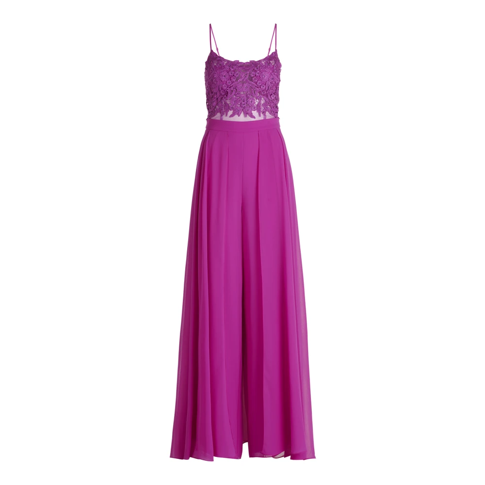 Vera Mont Elegante Geborduurde Jumpsuit Purple Dames