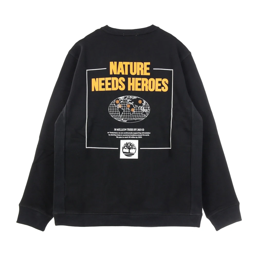 Timberland Zwarte Lichtgewicht Crewneck Sweatshirt met Kangoeroezak Black Heren