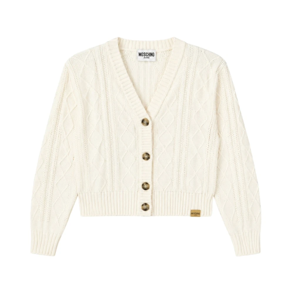 Moschino Donna Beige - Cardigan In Maglia Intrecciata - Knitwear - M