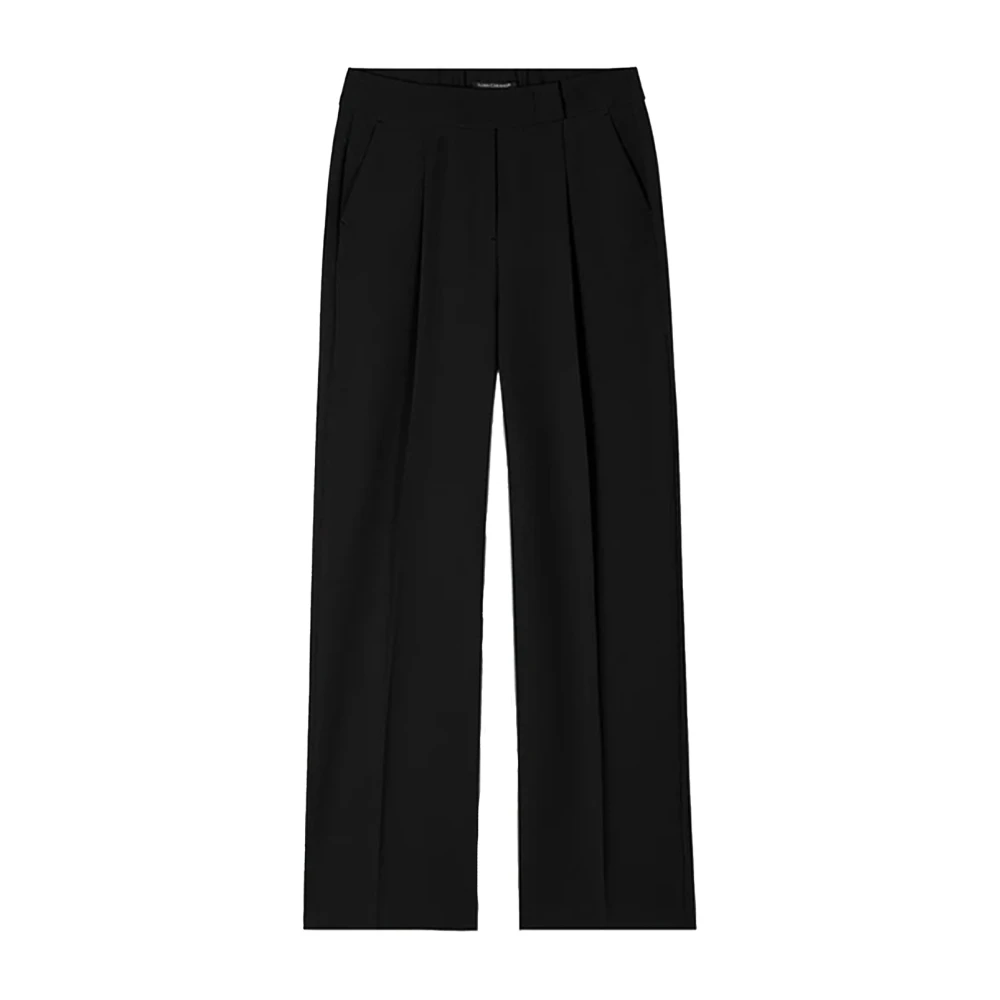 LUISA CERANO Flowing Techno-Crêpe Geplooide Wijde Broek Black Dames