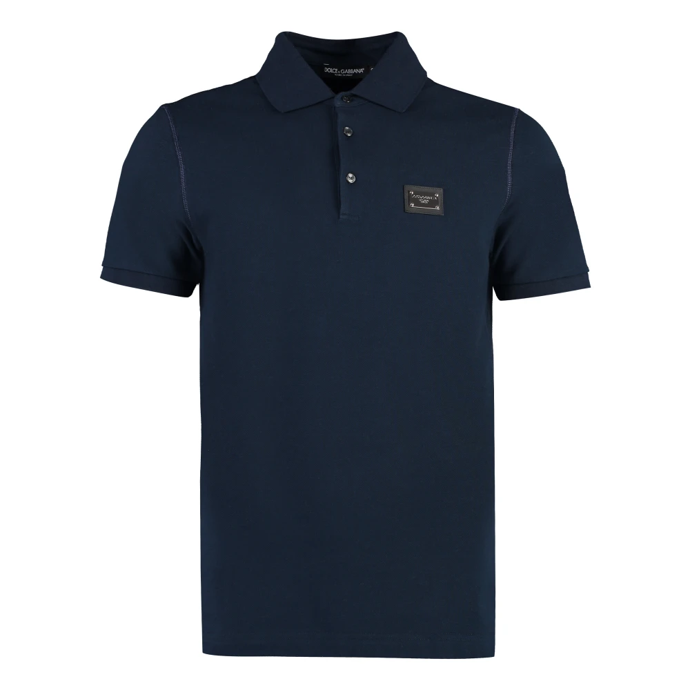 Dolce & Gabbana Men's Blue Polo Shirts, S, Short Sleeve Cotton Polo Shirt