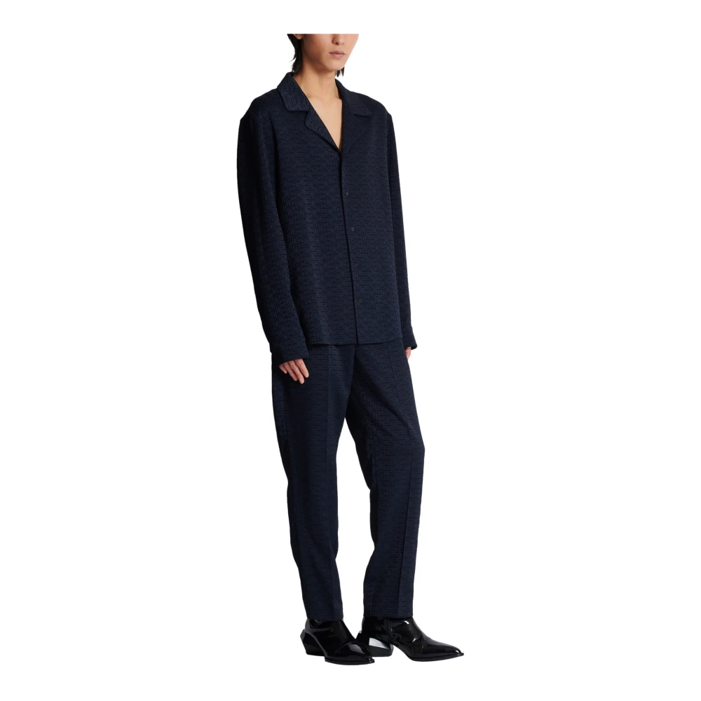 Balmain Labyrinth Jacquard Pyjama Shirt Blue Heren