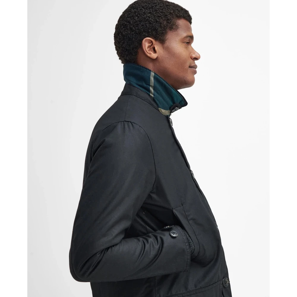 Barbour Wax Mac Jas met Tartan Voering Blue Heren