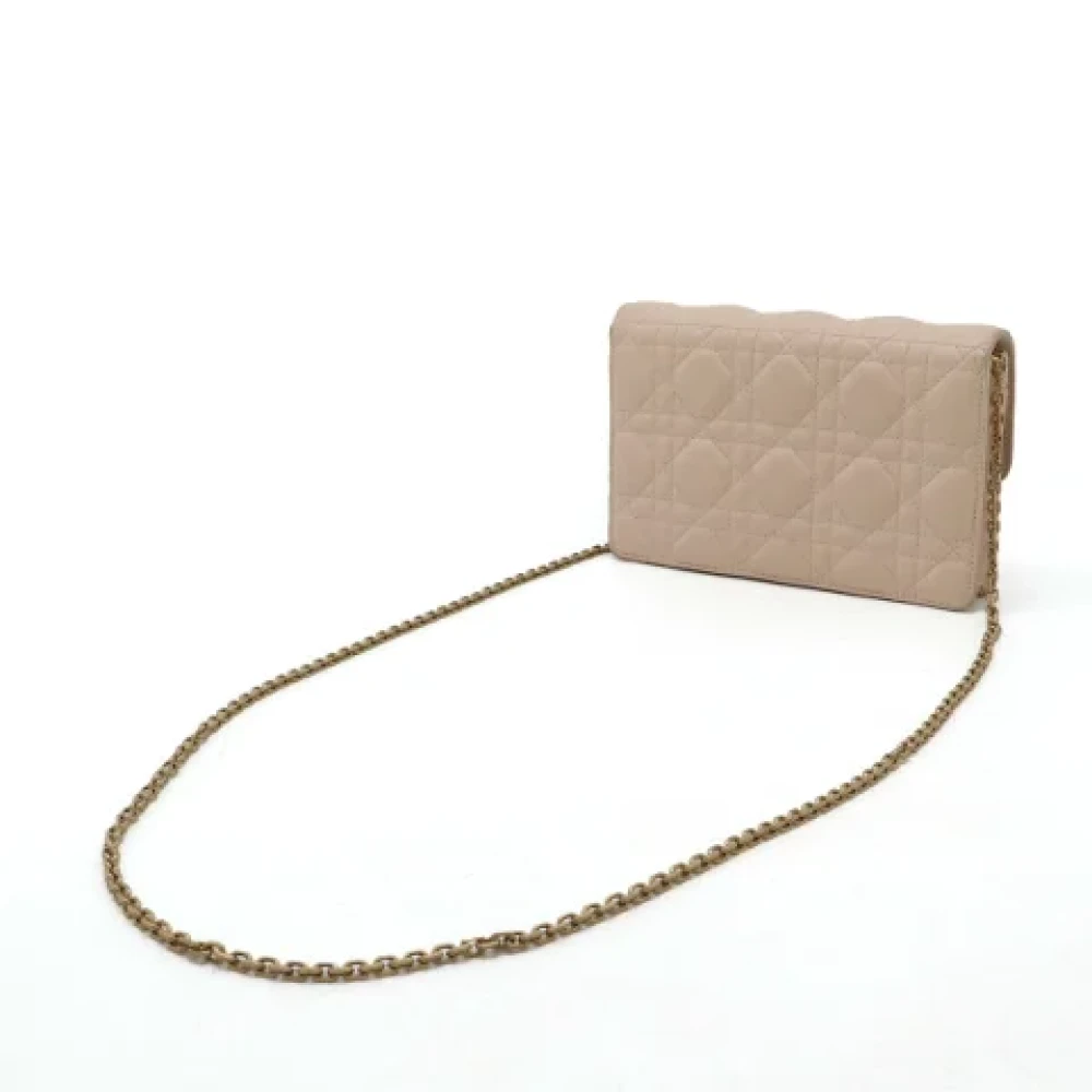 Dior Vintage Pre-owned Leather wallets Beige Dames