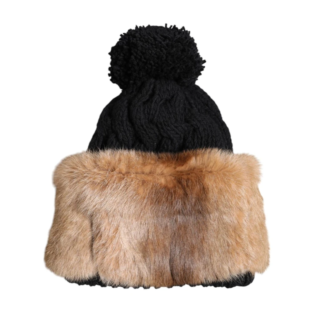 Dolce & Gabbana Women's Brown Accessories, 57 Cm, Luxurious Rabbit Fur Winter Beanie Hat