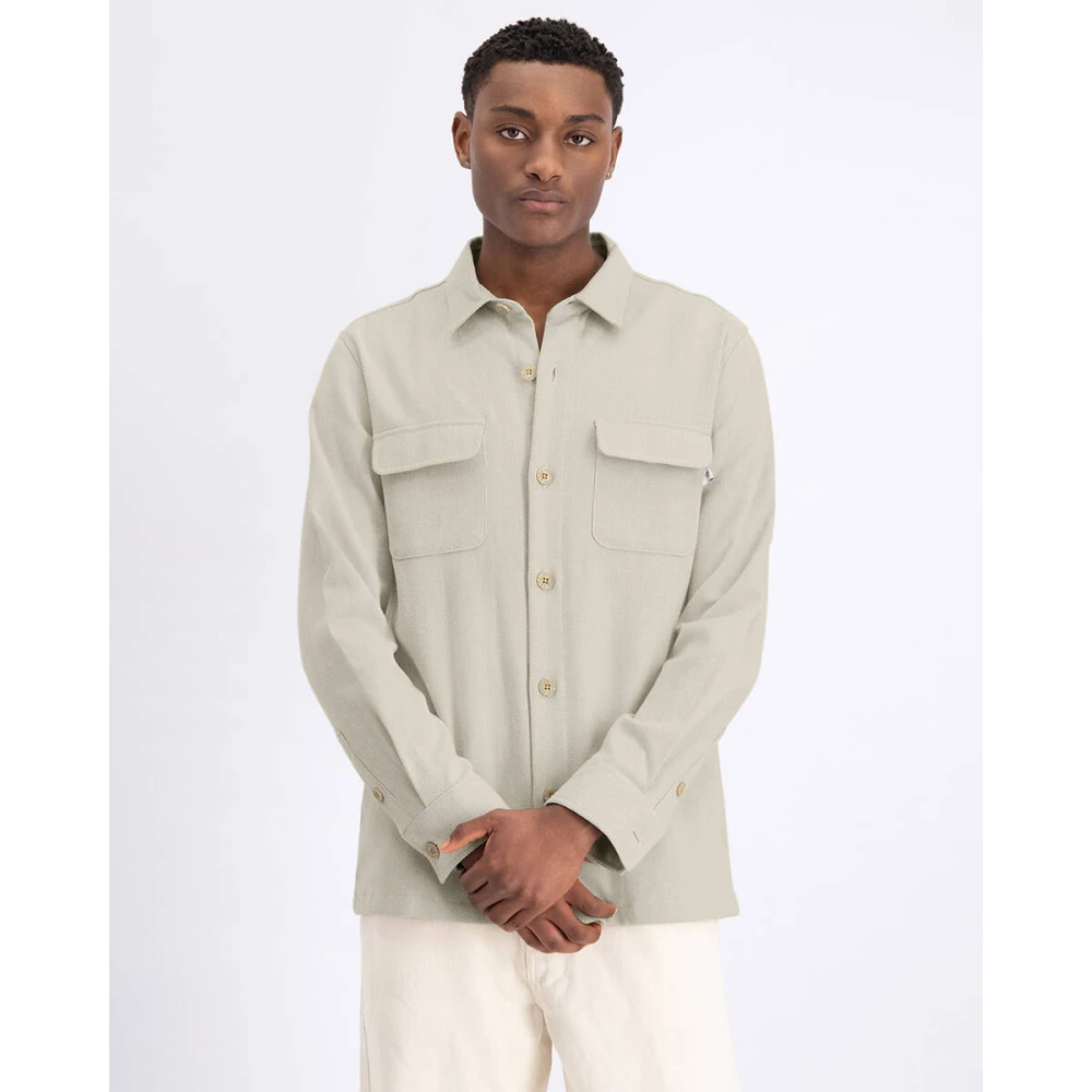 LAW OF THE SEA Twee-Tone Gestreept Overshirt Gray Heren