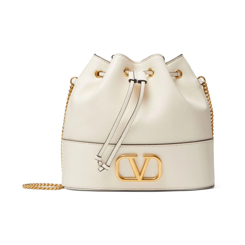 Valentino Garavani Ivory White Nappa Läder VLogo Väska Beige, Dam