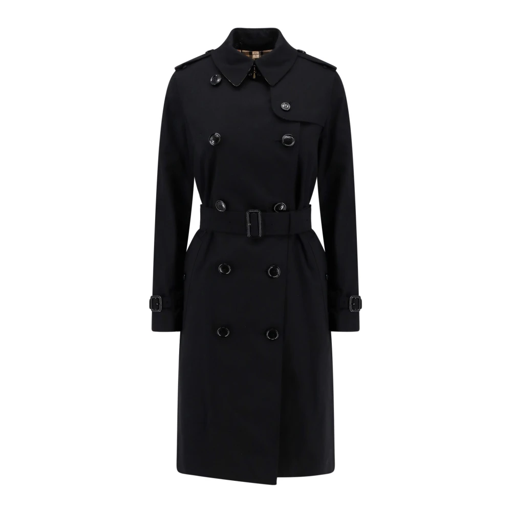 Burberry Klassieke Katoenen Trenchcoat met Ruit Black Dames