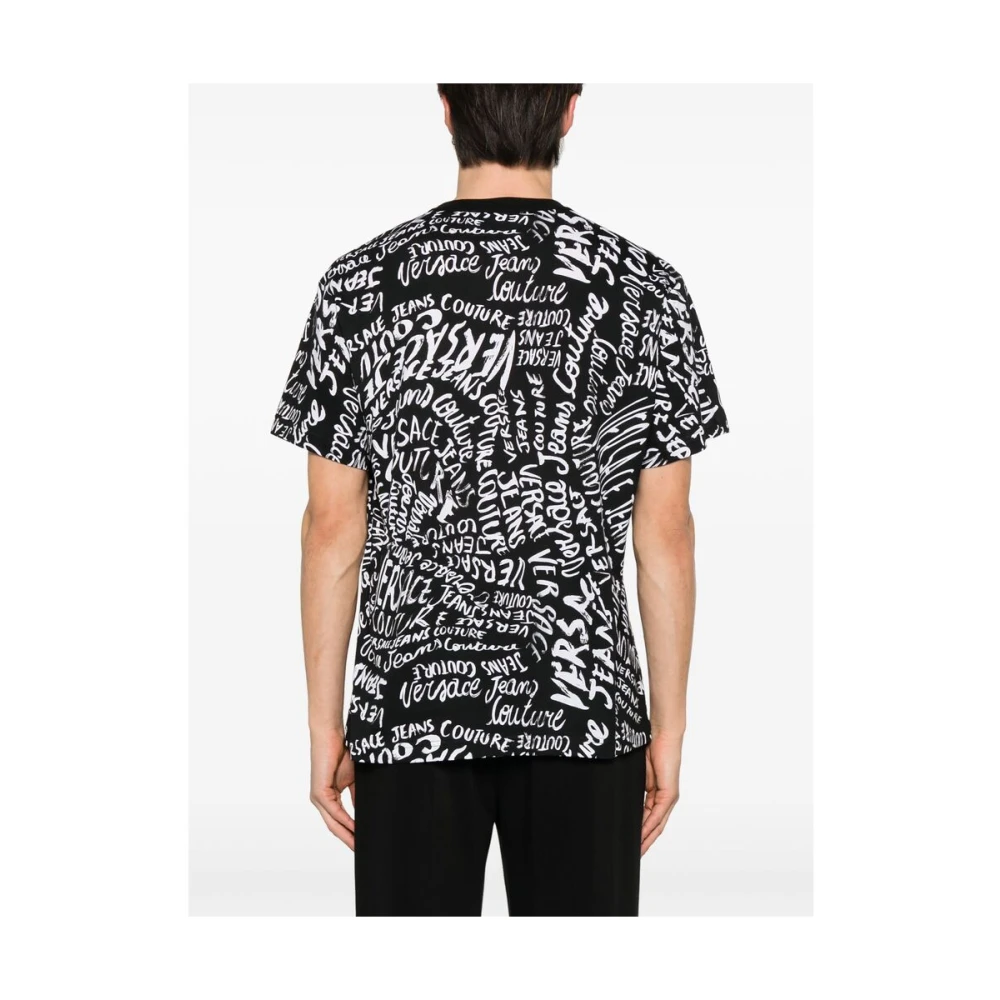 Versace Jeans Couture Zwart Logo Print Crew Neck T-shirt Black Heren