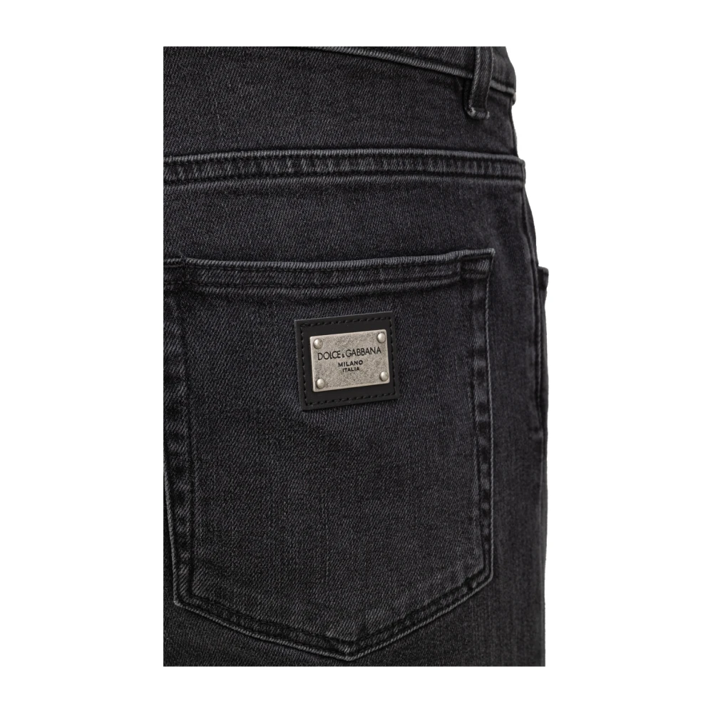 Dolce & Gabbana 5-pocket jeans met logo Gray Heren