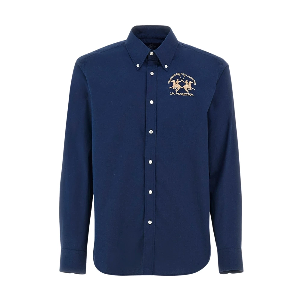 La Martina Men's Blue Regular Fit Polo Shirt With Big Logo