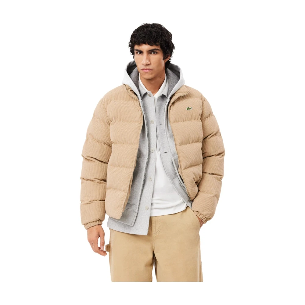 Lacoste Velours Gewatteerde Winterjas Beige Heren