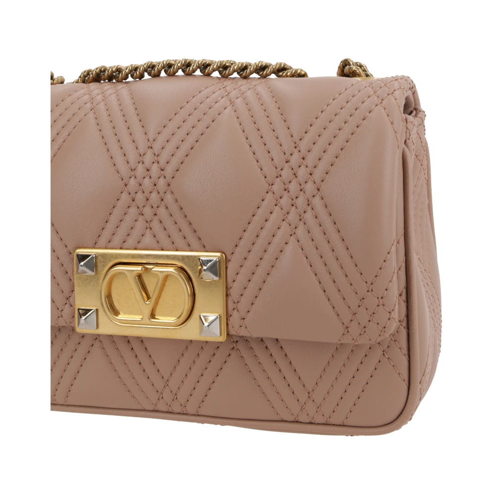 Valentino Garavani Gewatteerde schoudertas met VLogo-studs Beige Dames