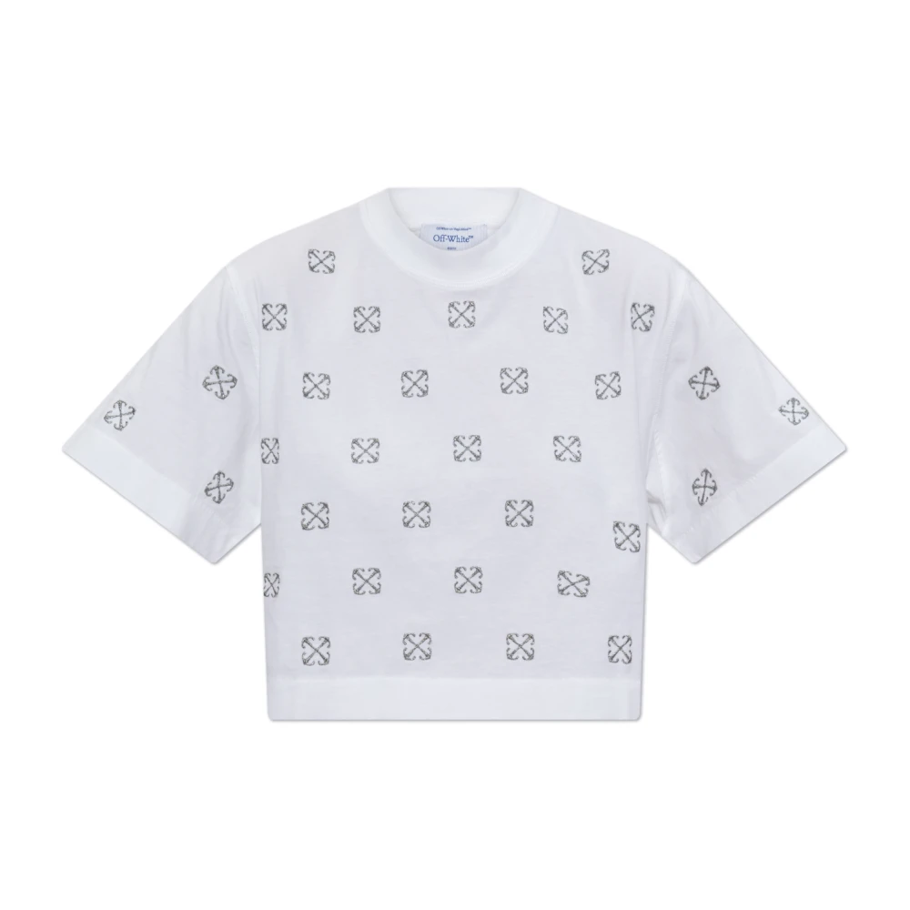 Off White T-shirt met logo White Dames