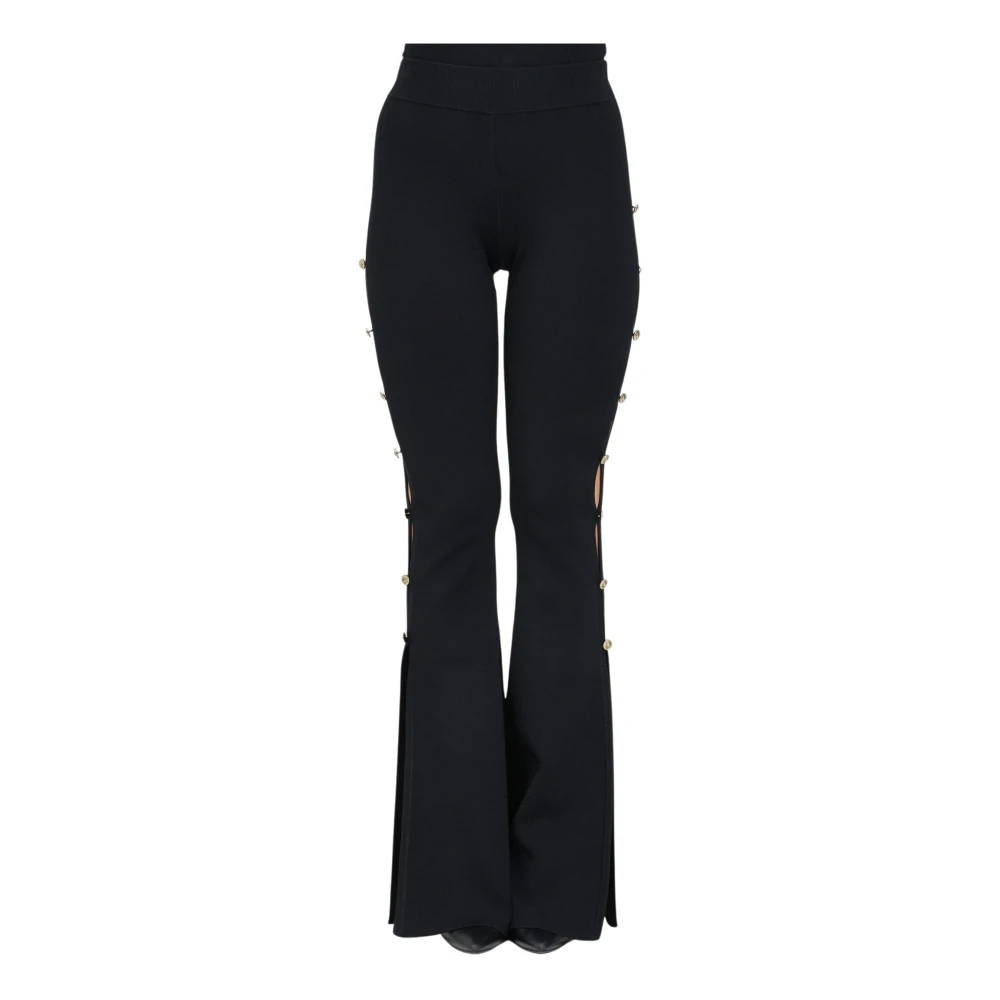 Versace Jeans Couture Zwarte casual broek met uitlopende pijpen Black Dames
