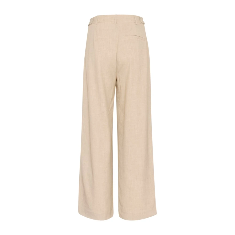 Gestuz Zwarte Wijde Pijp Broek met Zakken Beige Dames