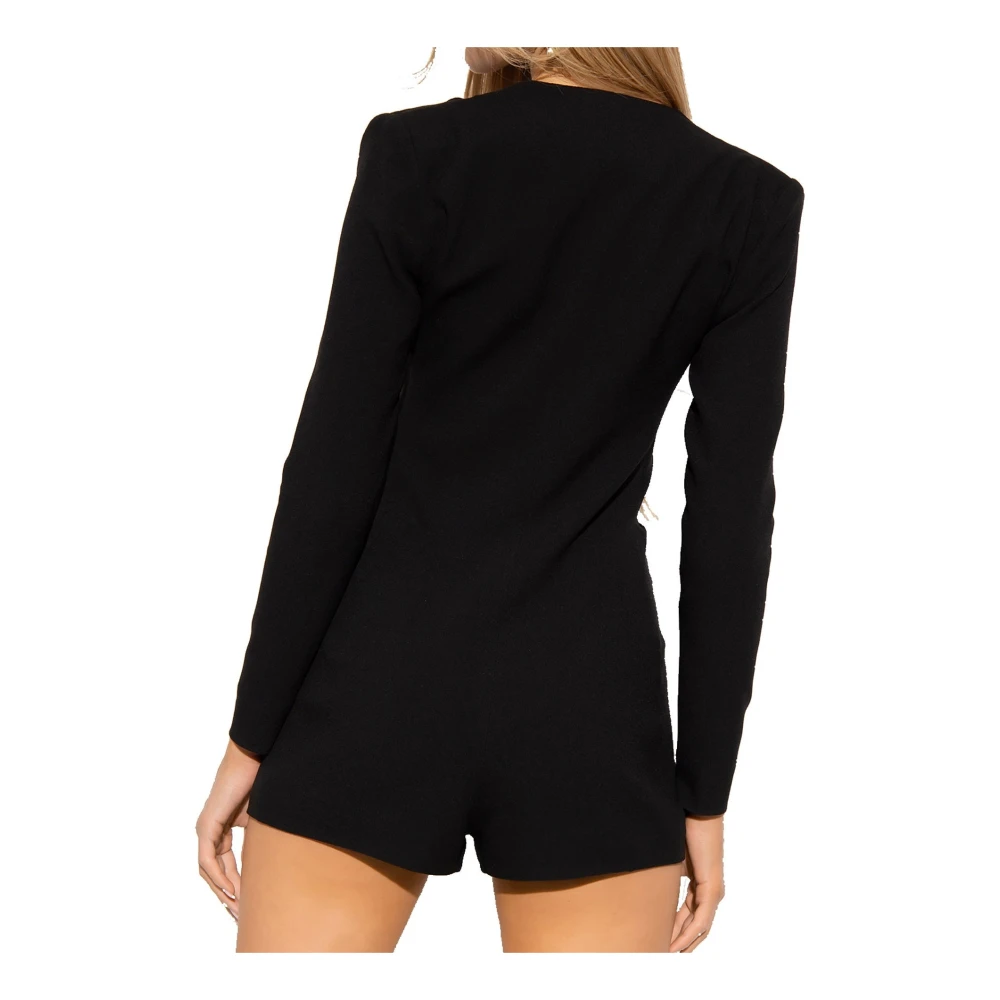 Saint Laurent Jumpsuit met lange mouwen en hartapplicatie Black Dames