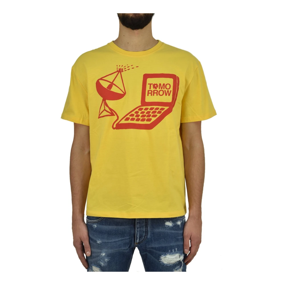 Stella Mccartney Gele Katoenen Heren T-shirt met Monochrome Print Yellow Heren