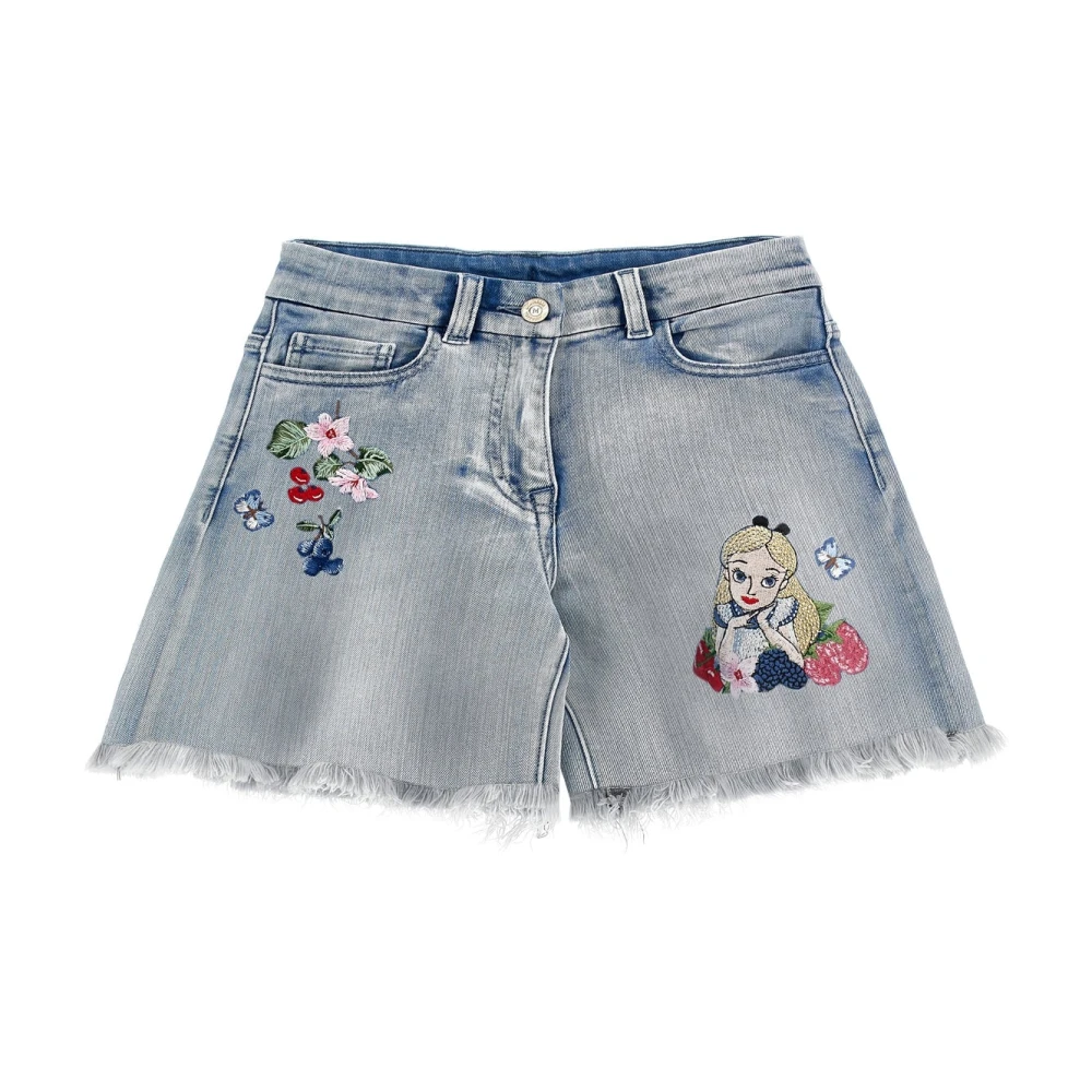 Monnalisa Girls Gray Denim Shorts - Shorts - 9 Y - Kids