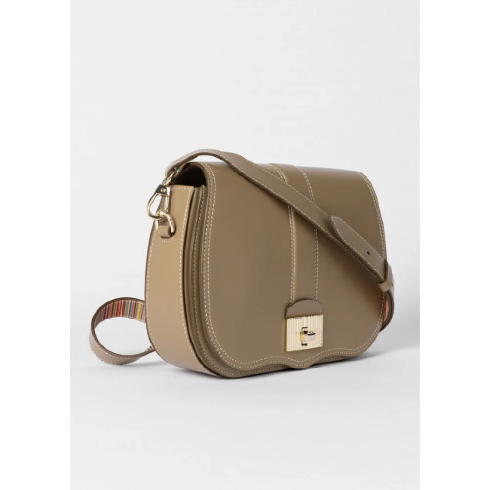 PS By Paul Smith Khaki Leren Satchel Tas voor Vrouwen Green Dames