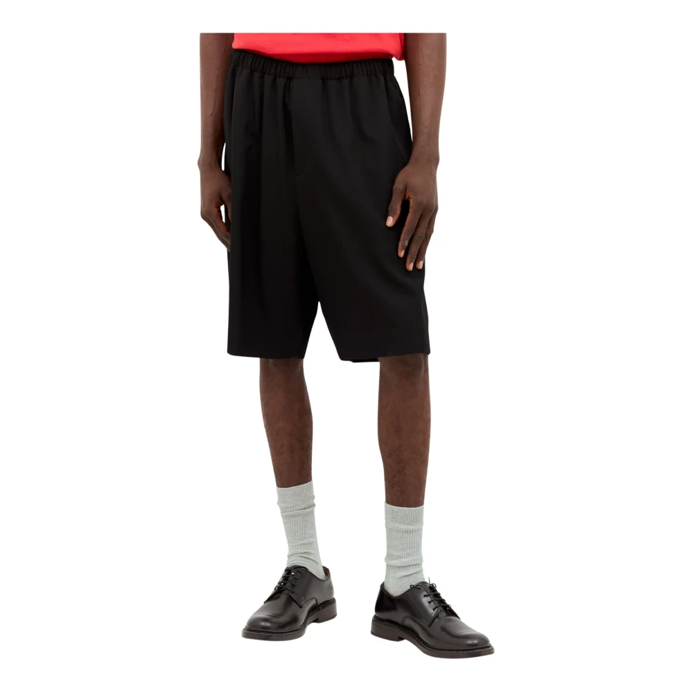 The Row Wollen Trekkoord Shorts Black Heren