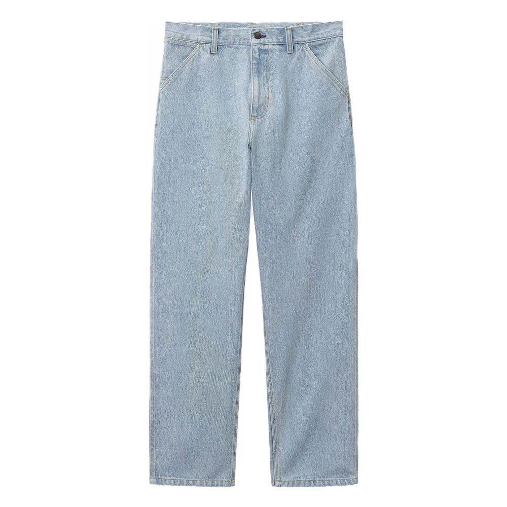 Carhartt Wip Men's Blue Straight Fit Jeans, W32, Single Knee Long Trousers