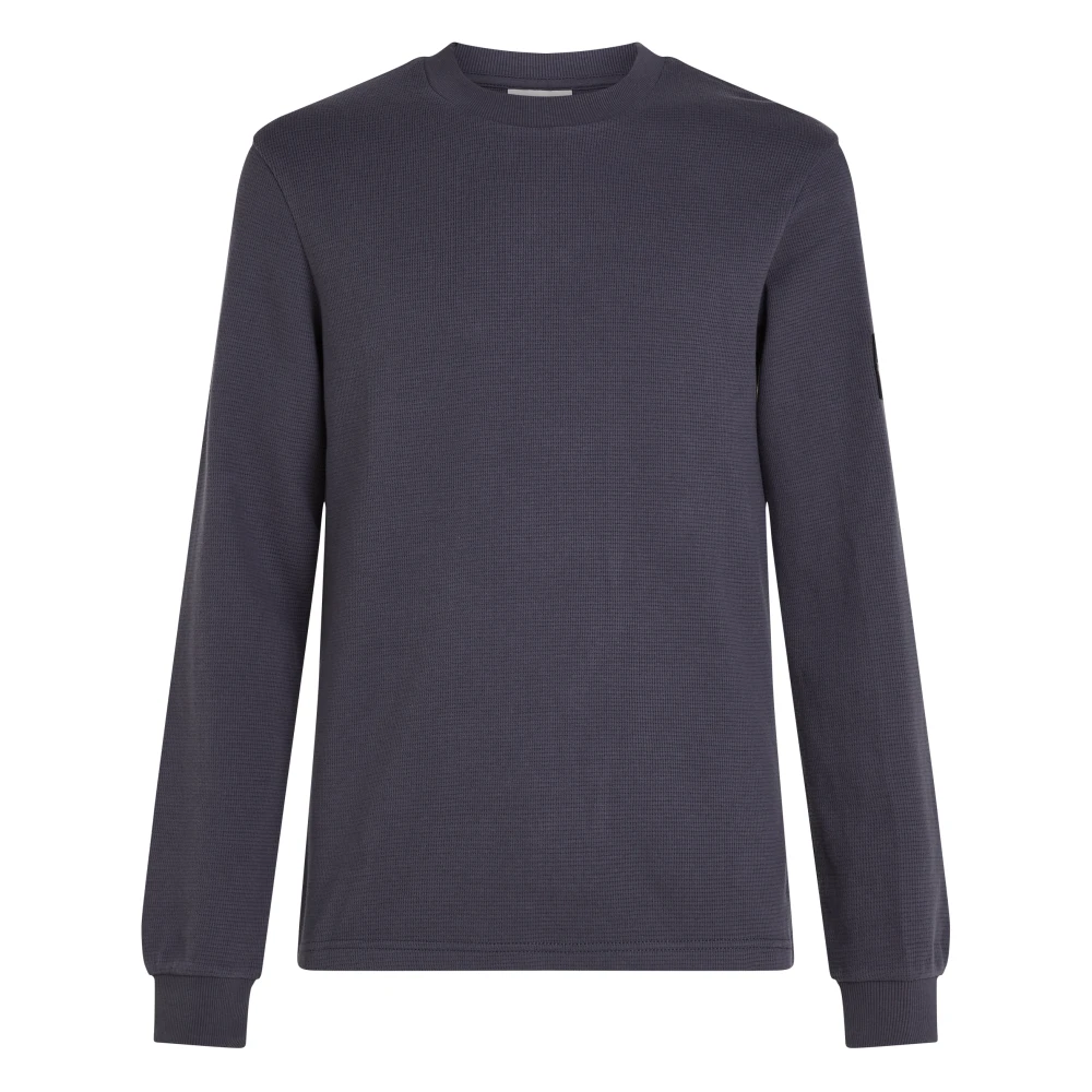 Calvin Klein Men's Blue Slim Long Sleeve Waffle T-Shirt