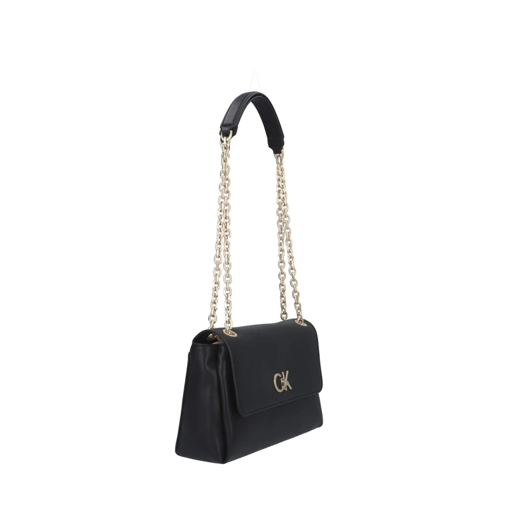 Calvin Klein Schoudertas Zwart Eco Leer Twee Compartimenten Black Dames