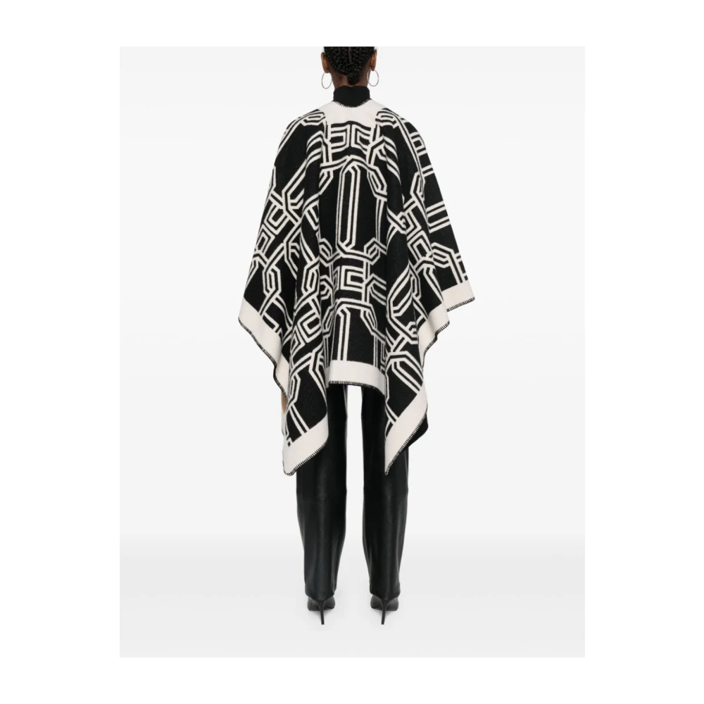 Elisabetta Franchi Geometrisch Patroon Gebreide Jas Zwart Multicolor Dames