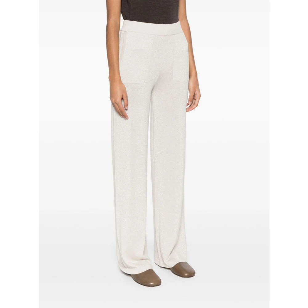 PESERICO Beige Lurex Broek Rechte Snit Beige Dames