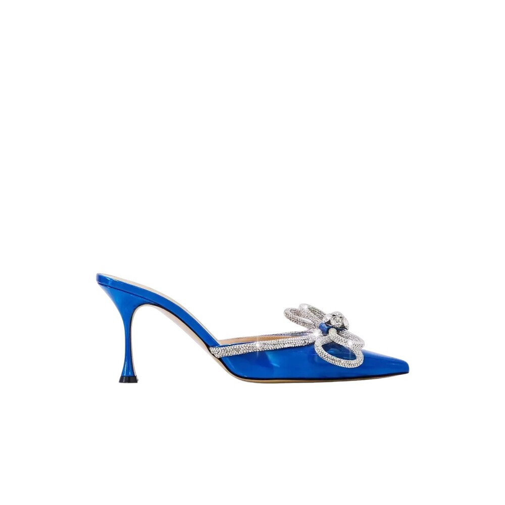 【関税込み】MACH & MACH シルバー Stud Bow ミュール Buy Mach & Mach Double Bow 100mm crystal-embellished pumps