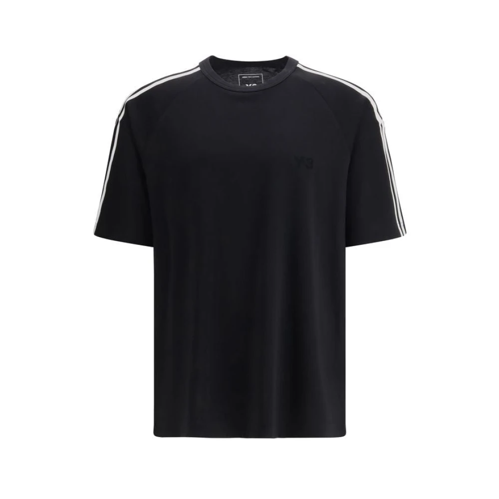Y-3 Men's Black Short-Sleeve T-Shirt With 3 Stripes - T-Shirts - S- Tops