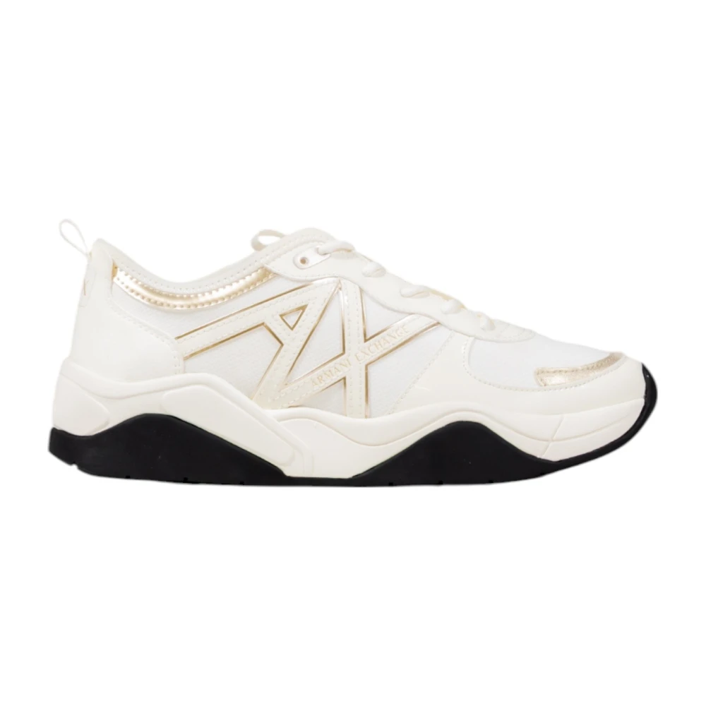 Armani Exchange Women's White Sneakers, 2 Uk, Suede Trainers Spring/Summer Collection