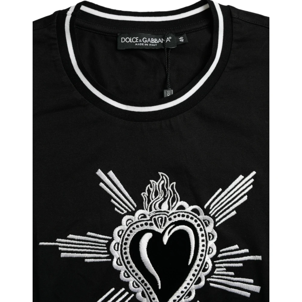 Dolce & Gabbana Zwart Sacred Heart Crew Neck T-shirt Black Heren