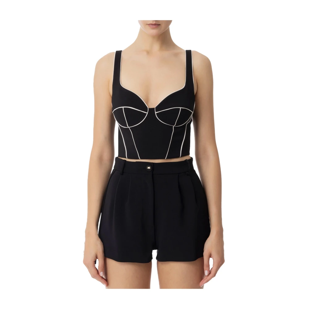 Elisabetta Franchi Mouwloze Polyester Top Black Dames