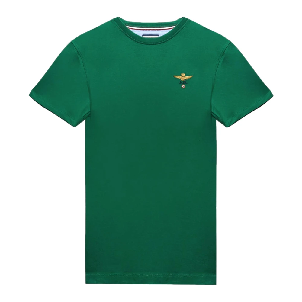 Aeronautica militare Groene Basic Katoenen Ronde Hals T-shirt Green Heren