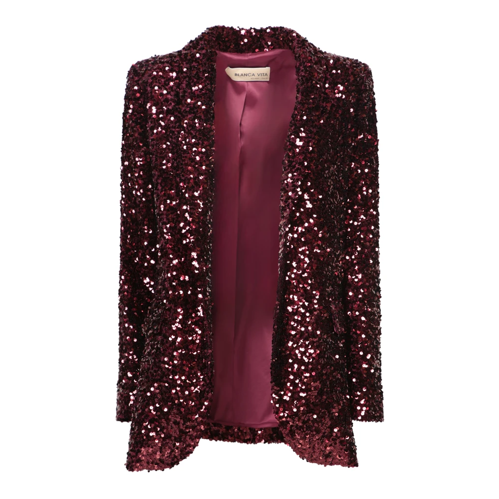 Blanca Vita Paillet Bordeaux Jas Aw24 Brown Dames