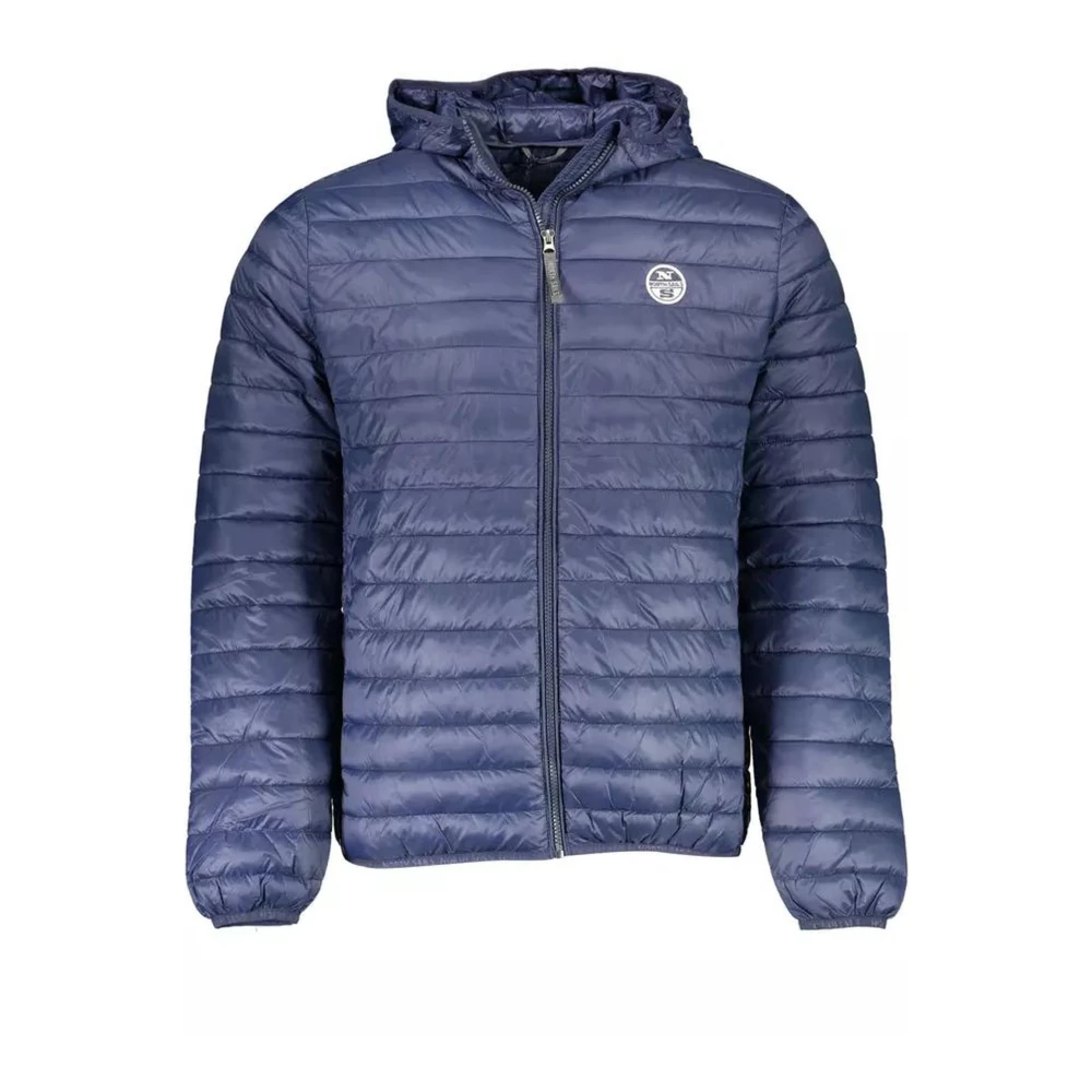 North Sails Blue Polyamide Jacket With Hood And Multiple Pockets - Male - Winter Jackets - Xl - Jackets