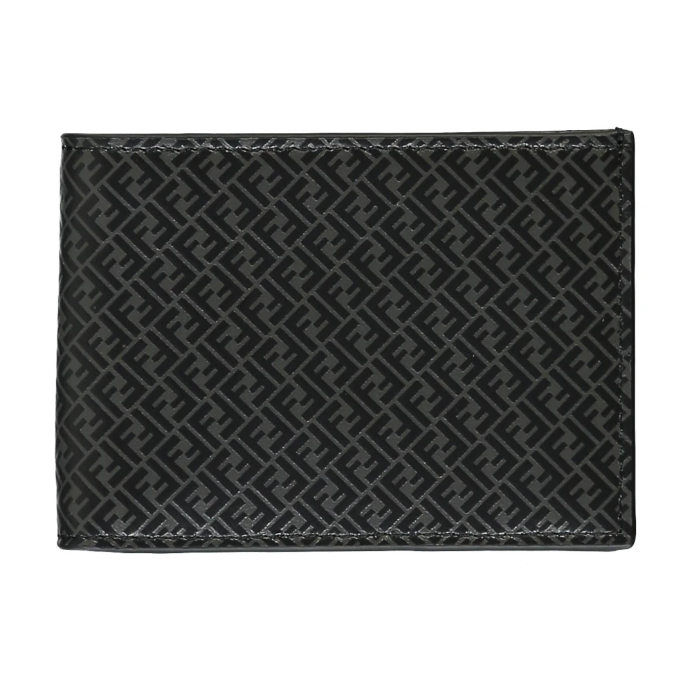 Fendi Calf Leather Flap Wallet Black Heren