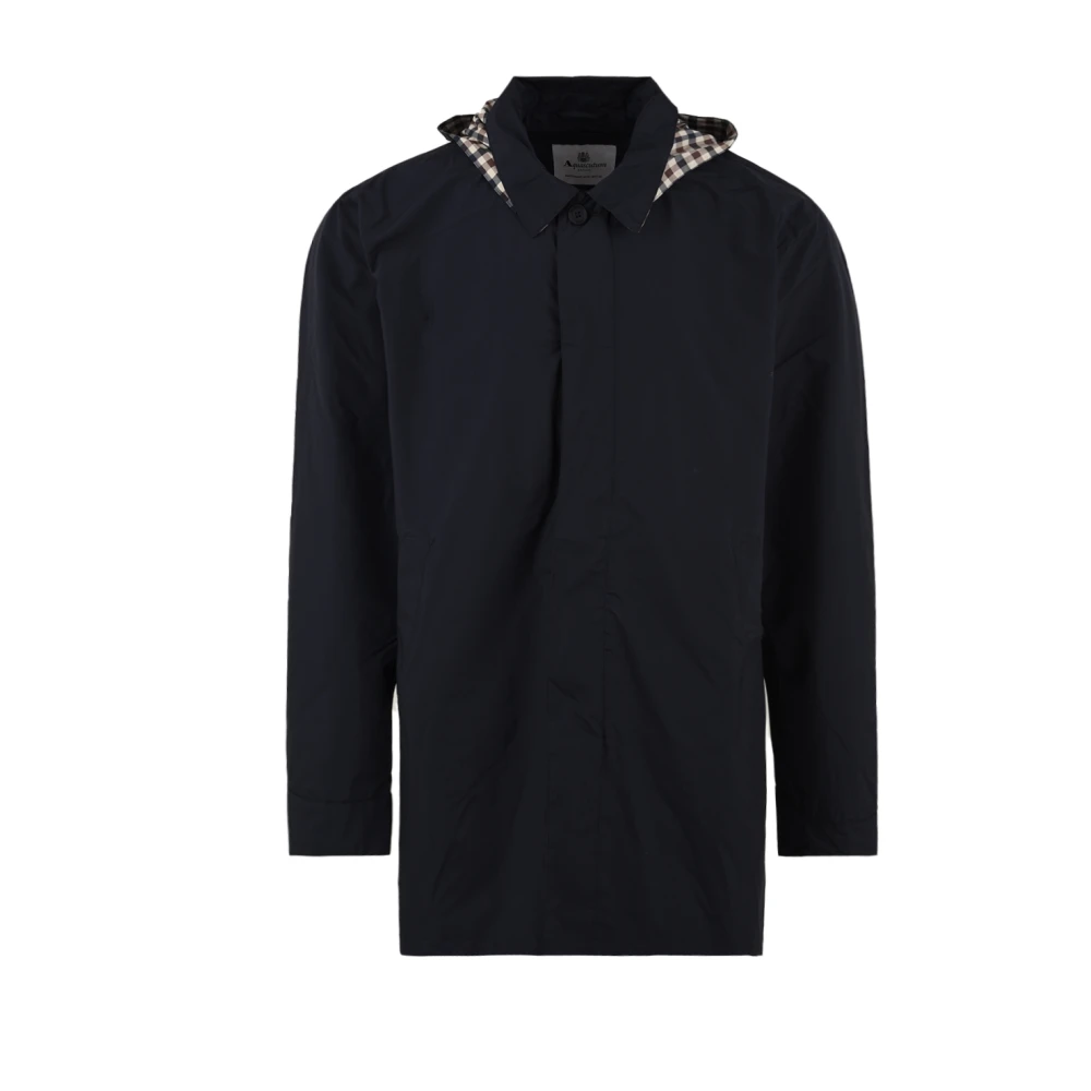 Aquascutum Men's Blue Packable Trench Coat