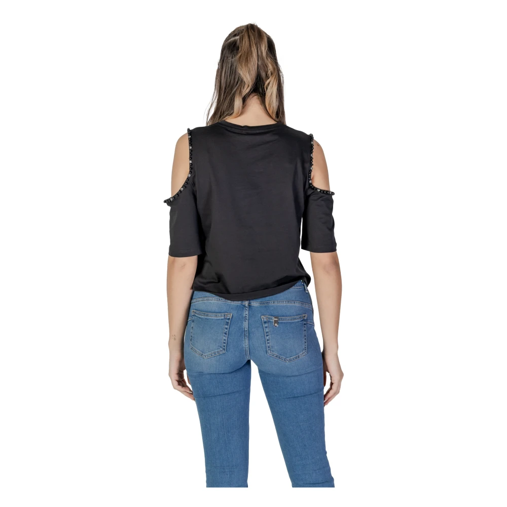 Liu Jo Katoenen T-shirt korte mouwen lente zomer Black Dames