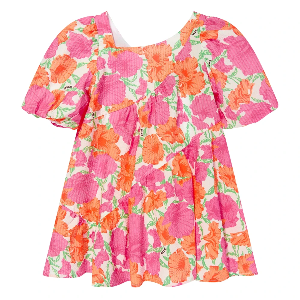 Msgm Multicolor Dresses, Female, 12 Y, Seersucker Dress
