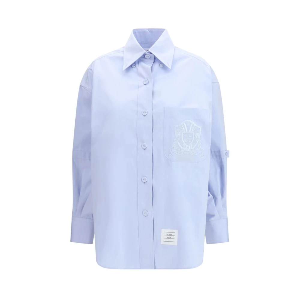 Thom Browne Women's Blue Oversized Cotton Shirt - Shirts - Xs - Blouses & Shirts