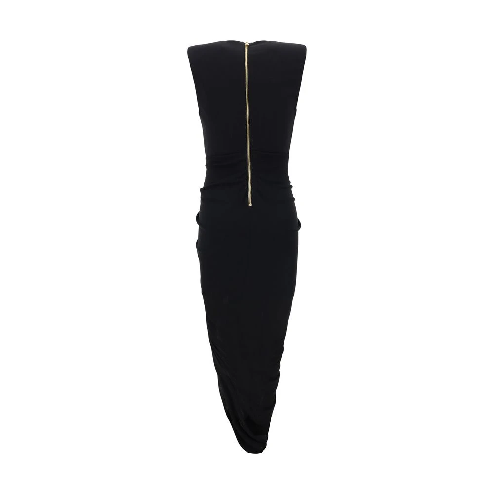 Balmain Elegante mouwloze jurk met V-hals Black Dames